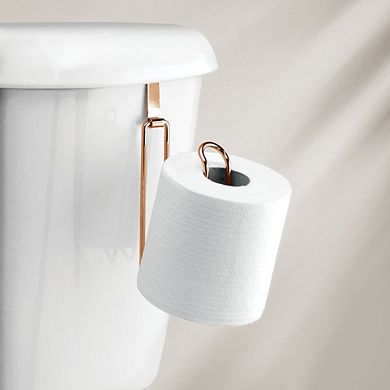 mDesign Metal Over the Tank Toilet Tissue Paper Roll Holder Dispenser, Rose Gold