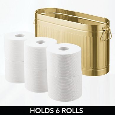 mDesign Large Steel Toilet Paper 6-Roll Bathroom Organizer Bin Box, Soft Brass