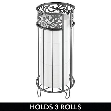 mDesign Metal Toilet Paper Holder Stand - Storage for 3 Rolls - Graphite Gray