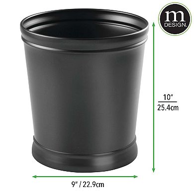 mDesign Metal Round Small Trash Can Wastebasket Garbage Bin