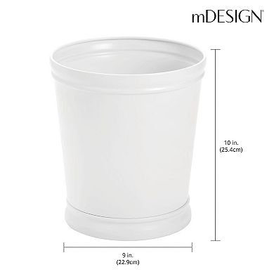 mDesign Metal Round Small Trash Can Wastebasket Garbage Bin