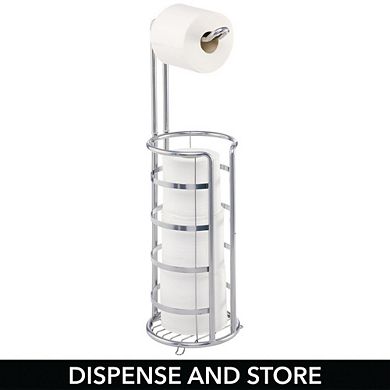 mDesign Metal Toilet Paper Holder Stand and Dispenser, Holds 4 Rolls - Chrome