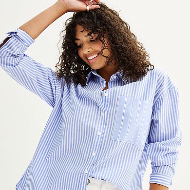 Juniors' SO® Oversized Poplin Shirt