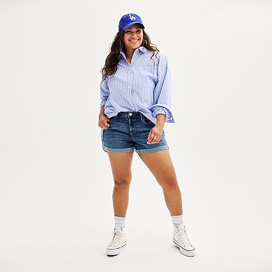 Juniors' Plus Size SO® Oversized Poplin Shirt