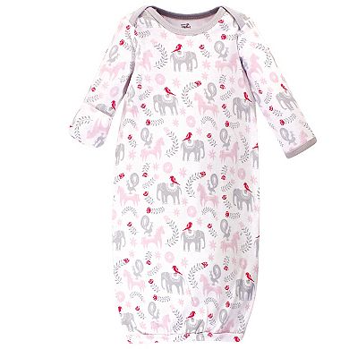 Touched by Nature Baby Girl Organic Cotton Long-Sleeve Gowns 3pk, Elephant, Preemie