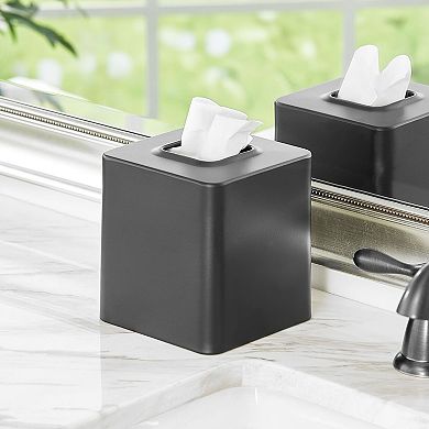 mDesign Metal Square Facial Tissue Box Cover Holder, 2 Pack