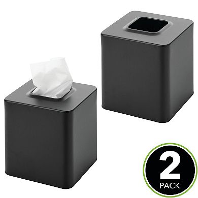 mDesign Metal Square Facial Tissue Box Cover Holder, 2 Pack