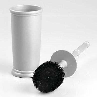 mDesign Plastic Compact Bathroom Toilet Bowl Brush and Holder, 2 Pack, Dark Gray