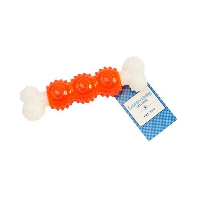 Country Living Life with Pets Durable TPR Nylon Dog Bone Chew Toy, Orange