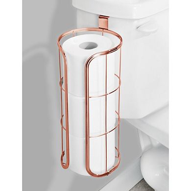 mDesign Metal Over the Tank Toilet Tissue Paper Roll Holder, 3 Rolls - Rose Gold