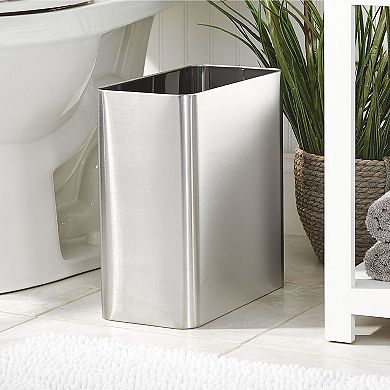 mDesign Stainless Steel Rectangular 2.6 Gallon Bathroom Trashcan, Bronze