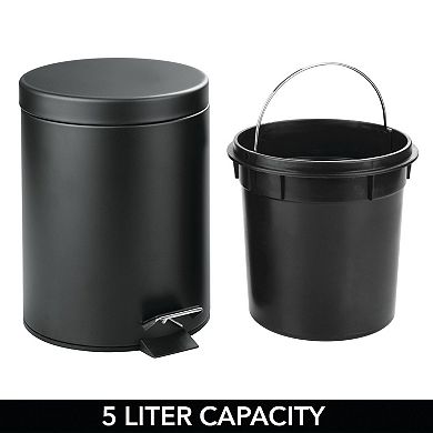 mDesign Toilet Brush Holder and Step Trash Can Set