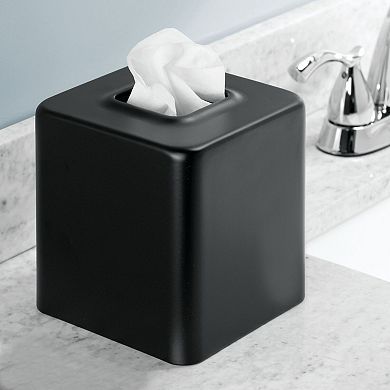 mDesign Steel Square Modern Tissue Box Cover Holder for Bathroom,  4 Pack, White
