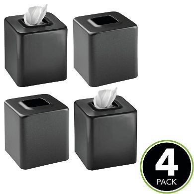 mDesign Steel Square Modern Tissue Box Cover Holder for Bathroom,  4 Pack, White