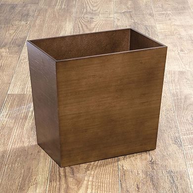 mDesign Slim Rectangle Trash Can Wastebasket, Small Garbage Container Bin, Brown