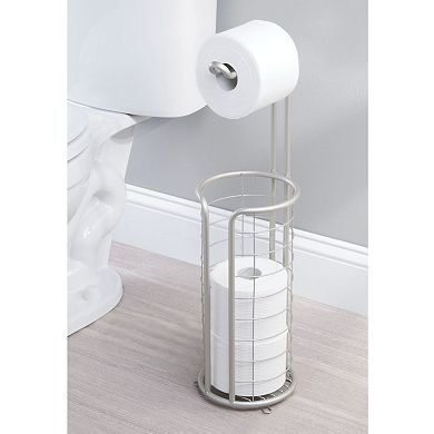 mDesign Metal Toilet Paper Holder Stand / Dispenser, Holds 4 Rolls - Dark Gray