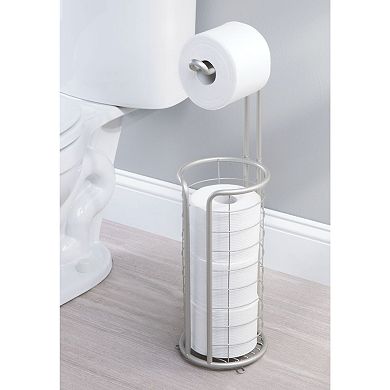 mDesign Metal Toilet Paper Holder Stand / Dispenser, Holds 4 Rolls - Dark Gray