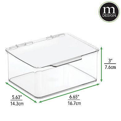 mDesign Small Plastic Cosmetic Vanity Storage Organizer Box, Hinge Lid - 2 Pack