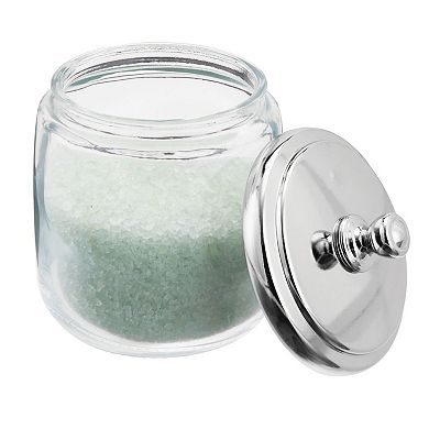 mDesign Round Glass Apothecary Canister Jar, Steel Lid, 2 Pack