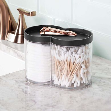 mDesign Plastic Dual Canister Jar Organizer Set with Storage Lid - Clear/Bronze