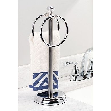 mDesign Steel Bathroom Towel Rack Holder Stand, 2 Rings, 2 Pack