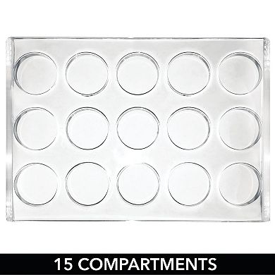 mDesign Plastic Makeup Brush Storage Organizer with 15 Slots - Clear/Rose Gold