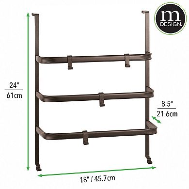 mDesign Metal Over Shower Door Towel Rack Holder for Bathroom