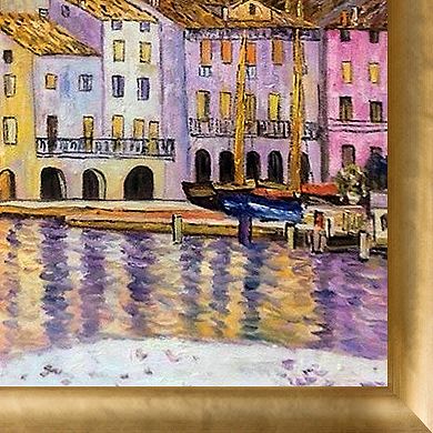 La Pastiche Malcesine Lake Garda Gold Finish Framed Wall Art