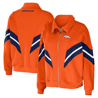 Women's WEAR by Erin Andrews Orange Denver Broncos Plus Size Yarn Dye Stripe Full-Zip Jacket
