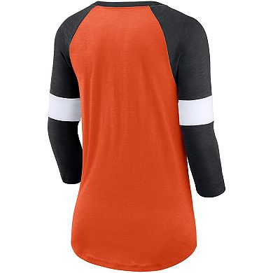 Women's Nike Cincinnati Bengals Heather Orange/Heather Black Football Pride Raglan 3/4-Sleeve T-Shirt