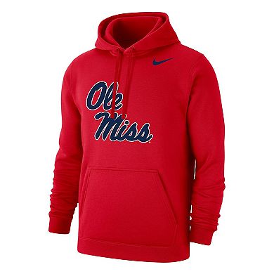 Men's Nike Red Ole Miss Rebels Logo Club Pullover Hoodie