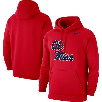 Men's Nike Red Ole Miss Rebels Logo Club Pullover Hoodie