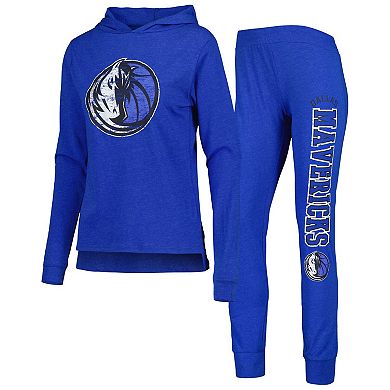 Women's Concepts Sport Heather Blue Dallas Mavericks Team Hoodie & Pants Sleep Set