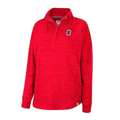 Women's Colosseum Scarlet Ohio State Buckeyes Natalie Speckled Quarter-Snap Top