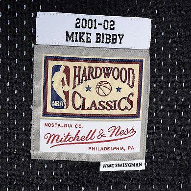 Men's Mitchell & Ness Mike Bibby Purple/Black Sacramento Kings Hardwood Classics 2001-02 Split Swingman Jersey
