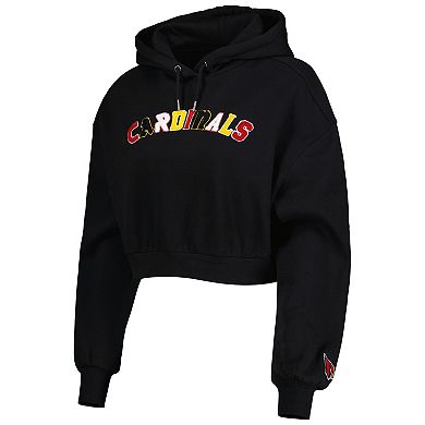 Women's The Wild Collective Black Arizona Cardinals Cropped Pullover Hoodie