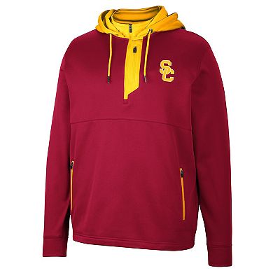 Men's Colosseum Cardinal USC Trojans Luge 3.0 Quarter-Zip Hoodie