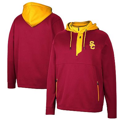 Men's Colosseum Cardinal USC Trojans Luge 3.0 Quarter-Zip Hoodie