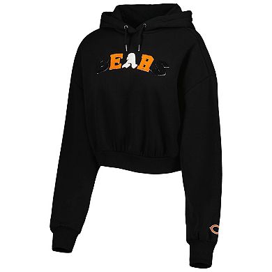 Women's The Wild Collective Black Chicago Bears Cropped Pullover Hoodie