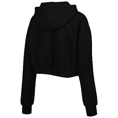 Women's The Wild Collective Black Chicago Bears Cropped Pullover Hoodie