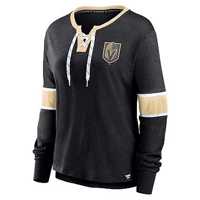 Women's Fanatics Branded Black Vegas Golden Knights Effervescent Exclusive Lace-Up Long Sleeve T-Shirt