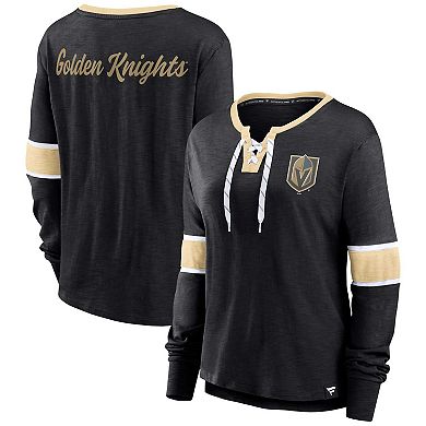 Women's Fanatics Branded Black Vegas Golden Knights Effervescent Exclusive Lace-Up Long Sleeve T-Shirt