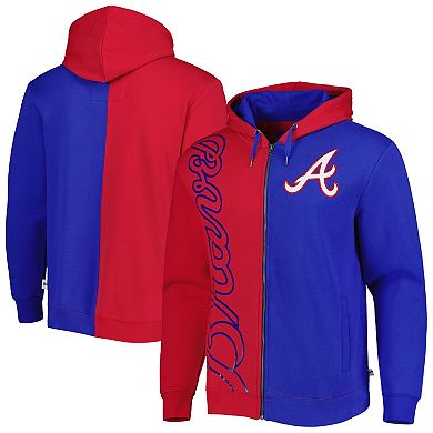 Men's Mitchell & Ness Red/Royal Atlanta Braves Fleece Full-Zip Hoodie