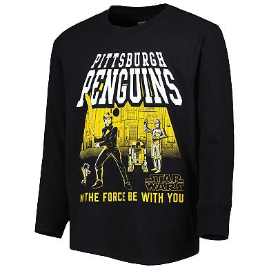 Youth Black Pittsburgh Penguins Star Wars The Force Long Sleeve T-Shirt