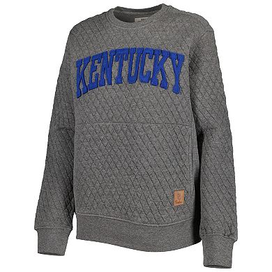 Women's Pressbox Heather Charcoal Kentucky Wildcats Moose Quilted Pullover Sweatshirt