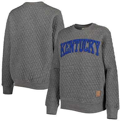 Women's Pressbox Heather Charcoal Kentucky Wildcats Moose Quilted Pullover Sweatshirt