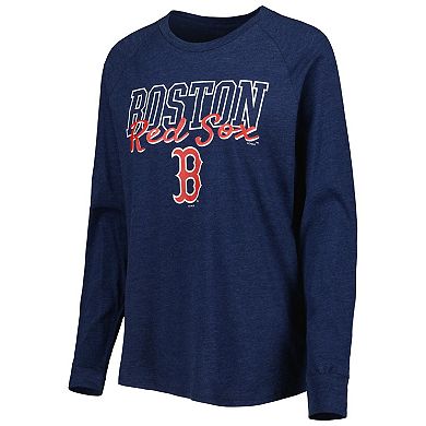 Women's Concepts Sport Heather Navy Boston Red Sox Meter Knit Raglan Long Sleeve T-Shirt & Shorts Sleep Set