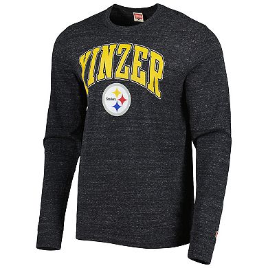 Men's Homage Charcoal Pittsburgh Steelers Hyper Local Tri-Blend Long Sleeve T-Shirt