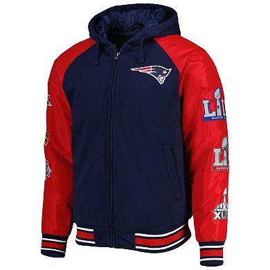 Men's G-III Sports by Carl Banks Navy New England Patriots Defender Raglan Full-Zip Hoodie Varsity Jacket