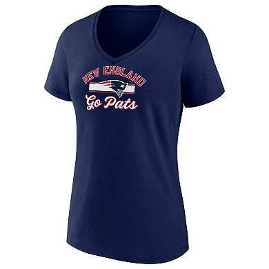 Women's Fanatics Navy New England Patriots Slogan V-Neck T-Shirt